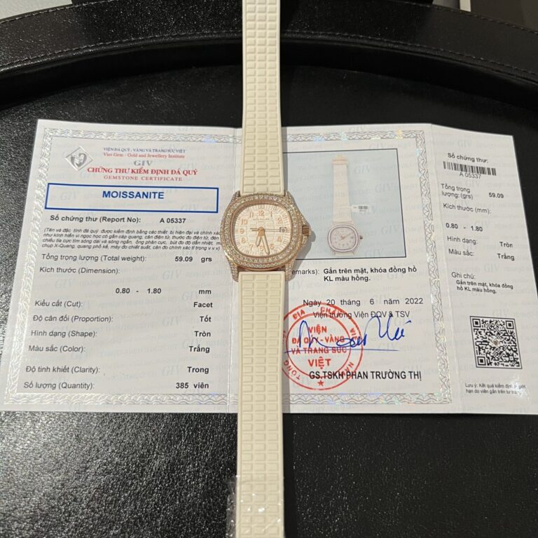Patek Philippe Aquanaut 5067 (Super Clone) 35.5mm Gold Wrapped Case with Moissanite Diamonds – Automatic Mechanical