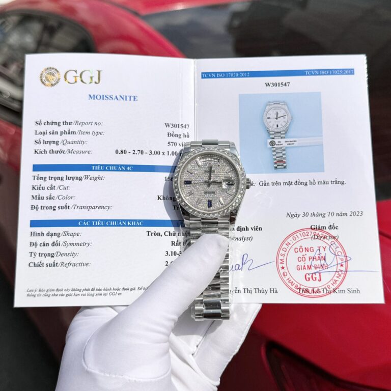 Rolex Day-Date Moissanite Diamond 40mm SS (GM Factory V2 Super Clone) White Dial with Moissanite Bezel – Super Clone 3255