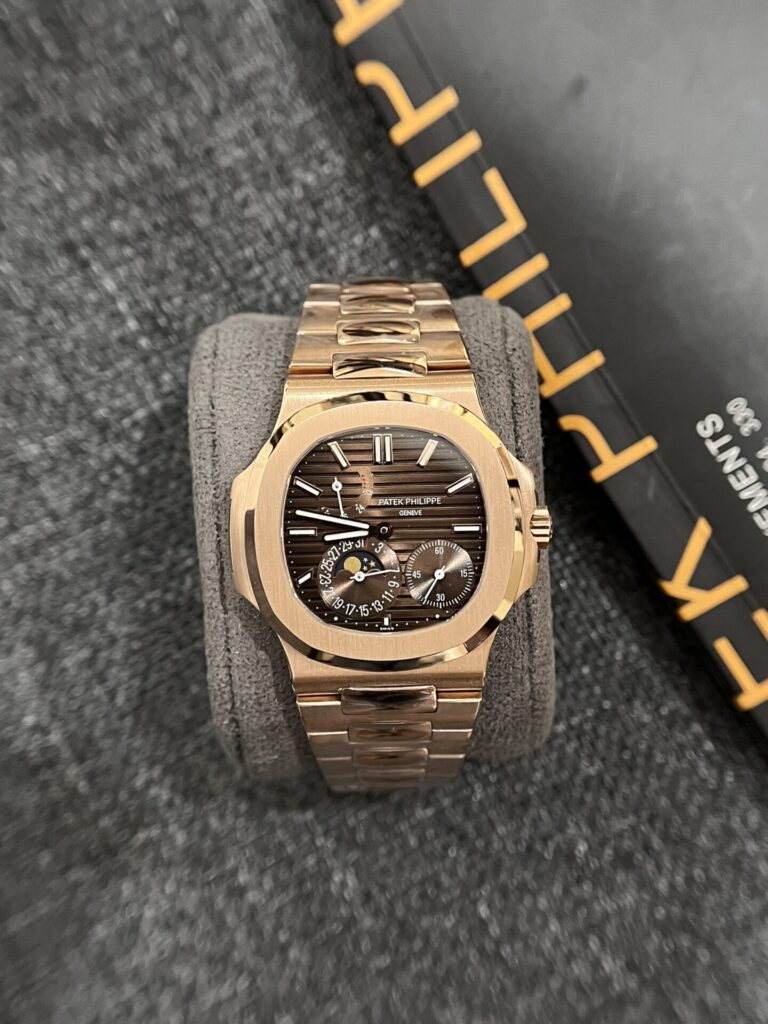 Patek Philippe Nautilus 5712R 40mm Rose Gold (Super Clone) Chocolate Dial on Leather Strap – Caliber 240 PS IRM C LU