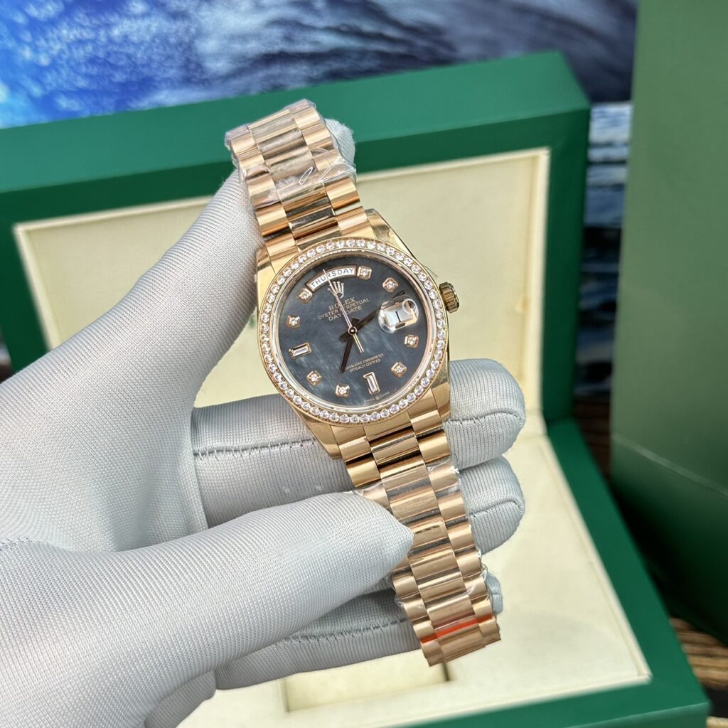 Rolex Day-Date 40mm SS (BP Factory Super Clone) Purple Mother of Pearl Dial – Clone Caliber 3255