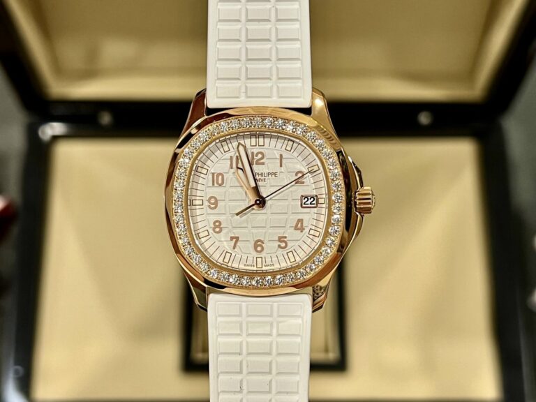 Patek Philippe Aquanaut 5067A 35.6mm SS (Super Clone) White Dial with Stone Bezel on Rubber Strap – Automatic Movement