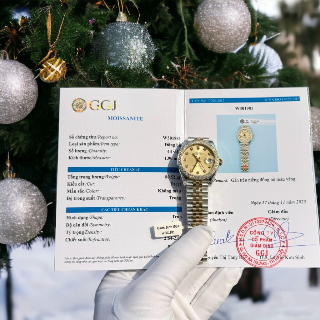 Rolex DateJust 31mm SS (Super Clone) Yellow Dial with Moissanite Diamonds – Japanese Automatic Movement