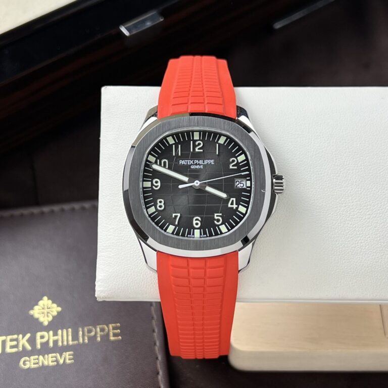 Patek Philippe Aquanaut 5167A 40mm SS (3K Super Clone) Black Dial on Red Rubber Strap – Cal.324 SC Automatic