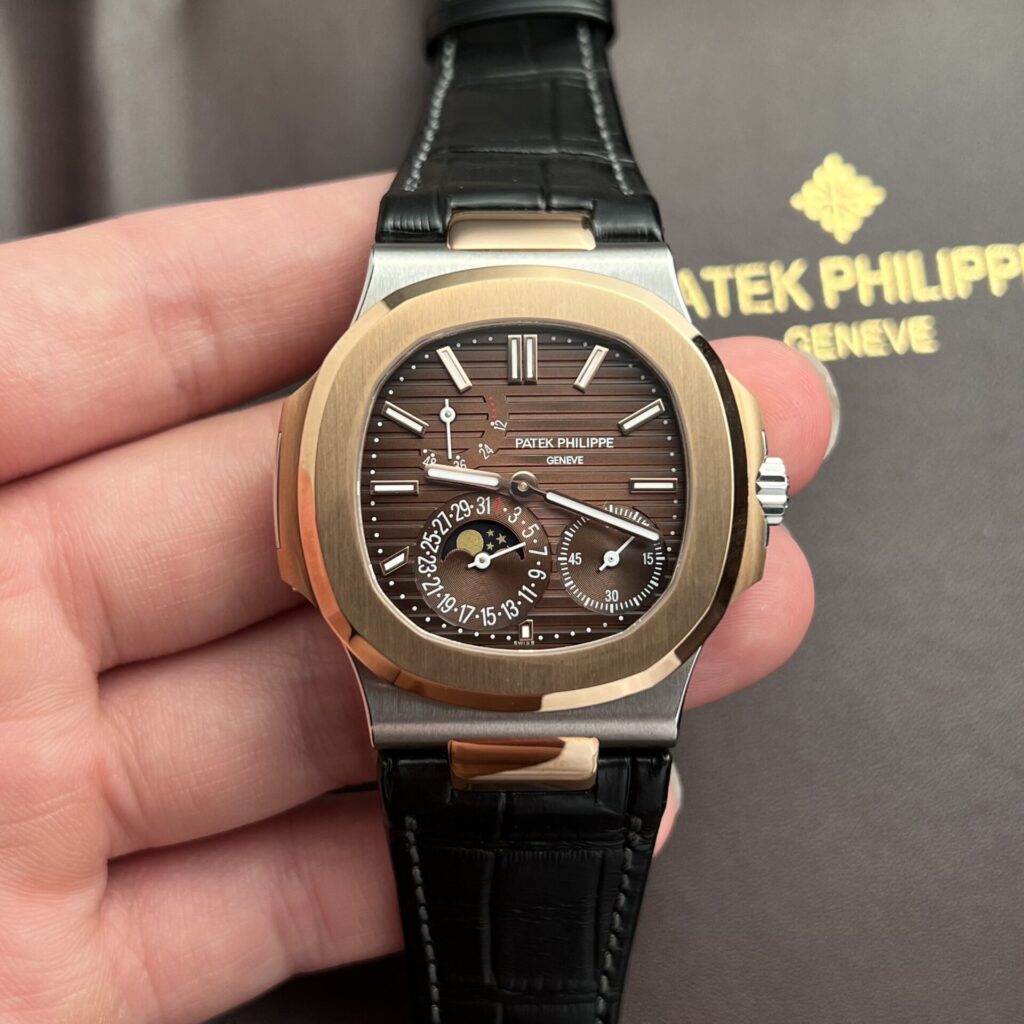 Patek Philippe Nautilus 5712R 40mm Demi Rose Gold (Factory GR Super Clone) Chocolate Brown Dial on Demi Rose Gold Bracelet – Calibre 240 PS IRM C LU