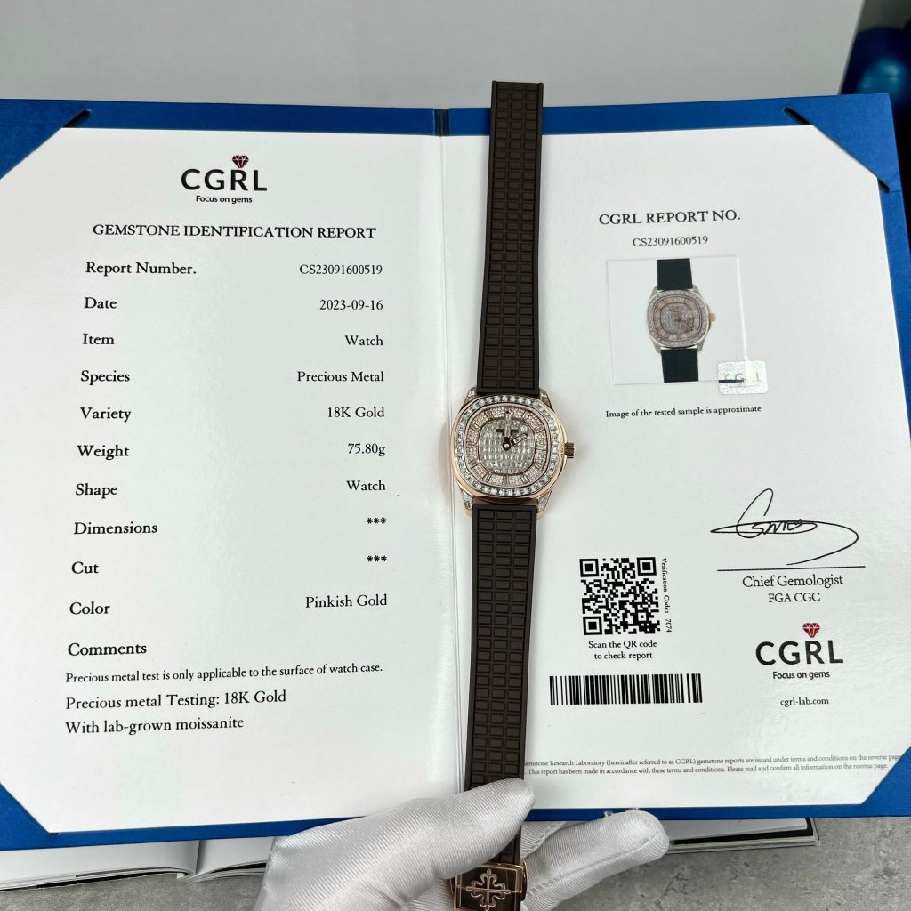 Patek Philippe Aquanaut 5062 (Super Clone) 35.6mm Gold Wrapped Case with Moissanite Crystal – Black Dial