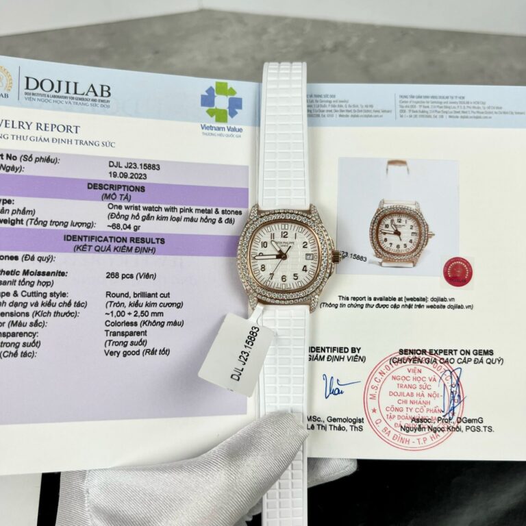 Patek Philippe Aquanaut 5069R 35.2mm Rose Gold (Super Clone PPF) Black Dial with Moissanite Bezel on Rubber Strap – Automatic 28,800bph