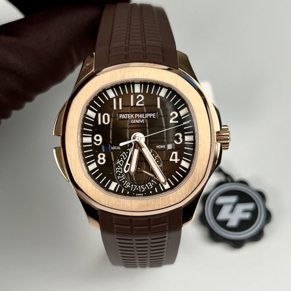 Patek Philippe Aquanaut 5164R 40.8mm Rose Gold (ZF Super Clone 1:1) Chocolate Dial on Genuine Leather Strap – Automatic Caliber