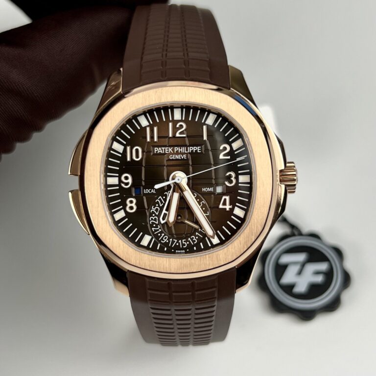 Patek Philippe Aquanaut 5164R 40.8mm Rose Gold (ZF Super Clone 1:1) Chocolate Dial on Genuine Leather Strap – Automatic Caliber