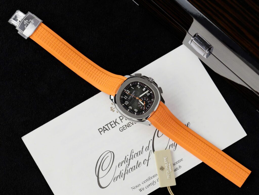 Patek Philippe Aquanaut 5968A 42.2mm SS (Super Clone 11) Black Dial on Orange Rubber Strap – Calibre 11 Automatic