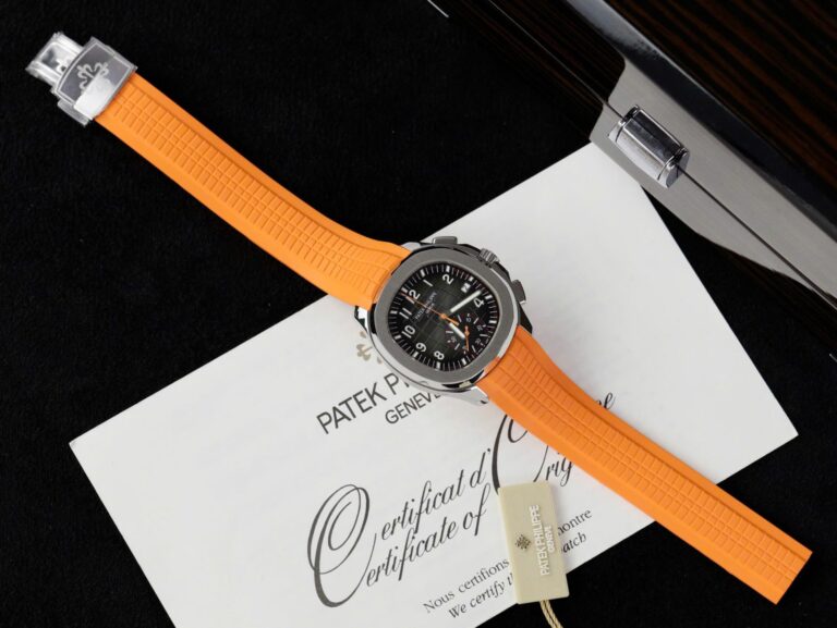 Patek Philippe Aquanaut 5968A 42.2mm SS (Super Clone 11) Black Dial on Orange Rubber Strap – Calibre 11 Automatic
