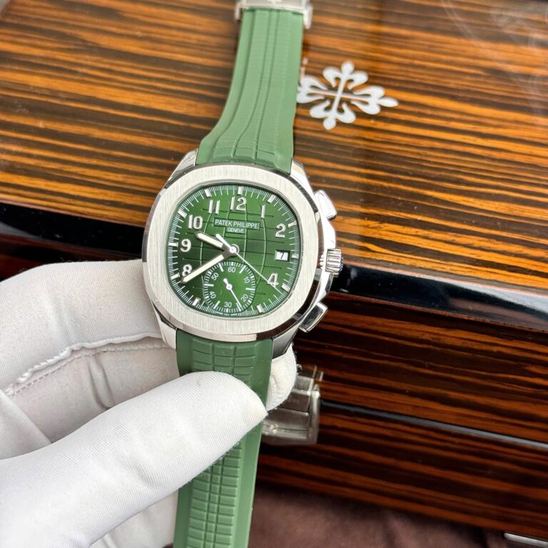 Patek Philippe Aquanaut 5968G 42.2mm SS (Super Clone) Green Dial on Rubber Strap – Automatic Caliber 28,800 vph