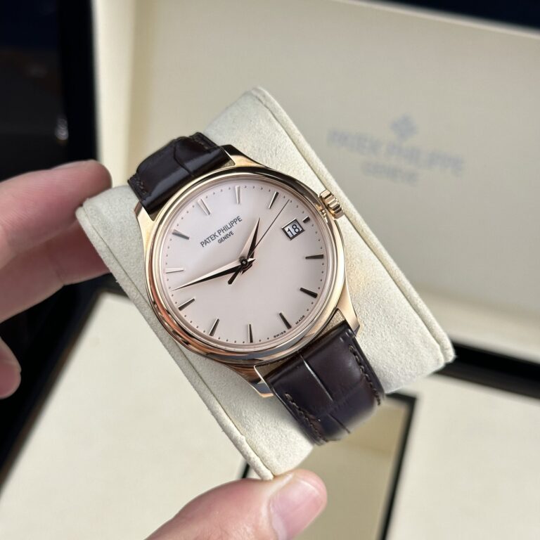 Patek Philippe Calatrava 5227R 39mm Rose Gold (3K Super Clone) White Dial on Leather Strap – Caliber 5227R Automatic