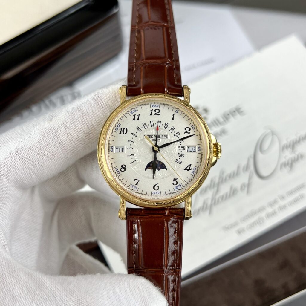 Patek Philippe Grand Complications 5160R 38mm Rose Gold (Super Clone) Silver Dial with Roman Numerals on Alligator Leather Strap – Patek Philippe Calibre 324 S QR