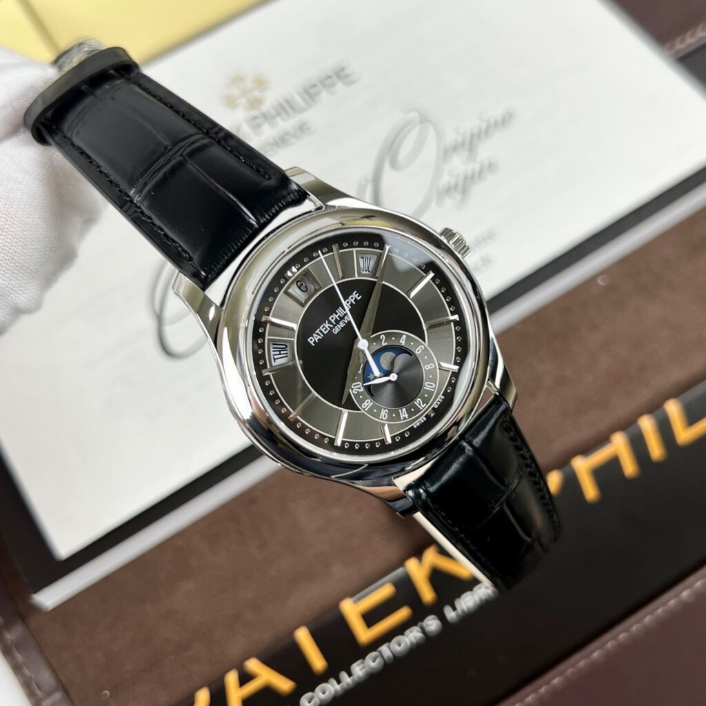 Patek Philippe Complications 5205G 40mm SS (Super Clone) Gray Dial on Genuine Leather Strap – Top Quality Asia Automatic Movement