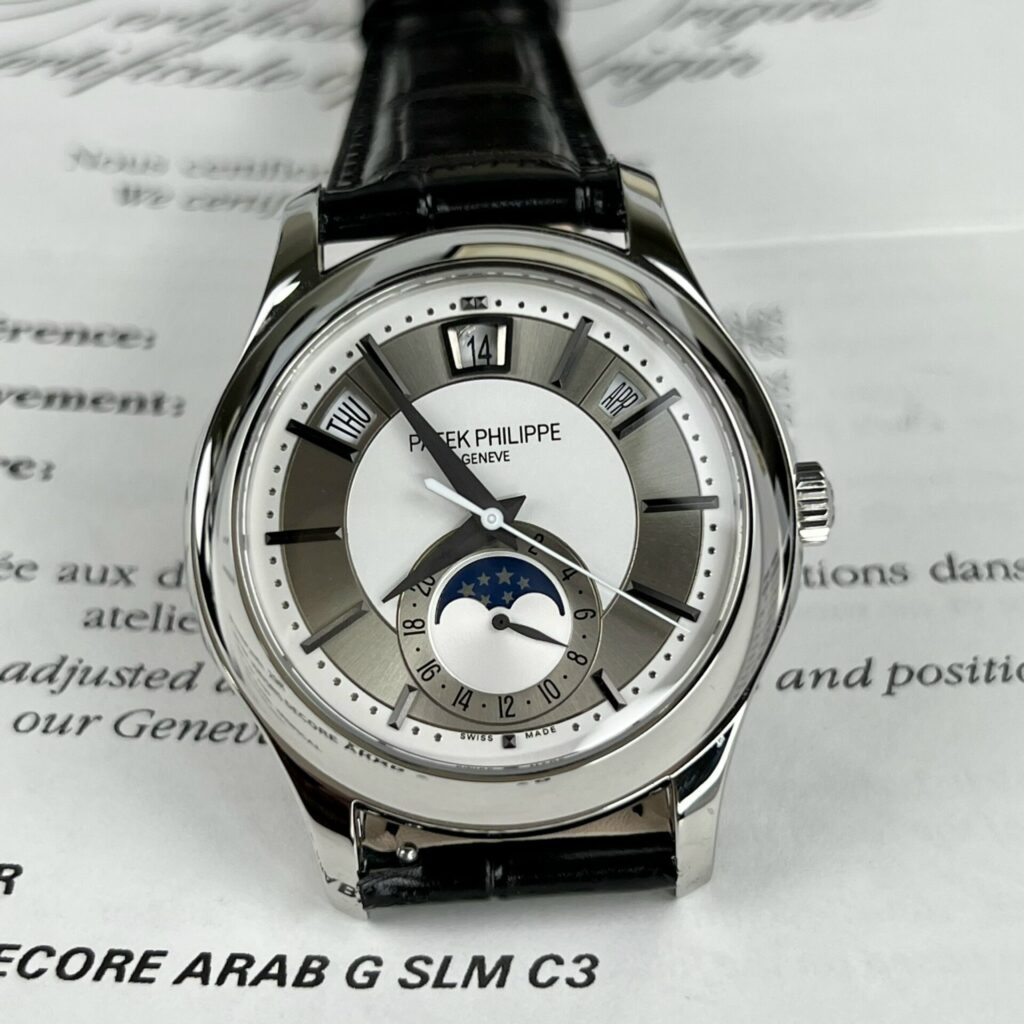 Patek Philippe Complications 5205G 40mm SS (Super Clone) Black Dial with Index Markers on Leather Strap – Automatic Movement
