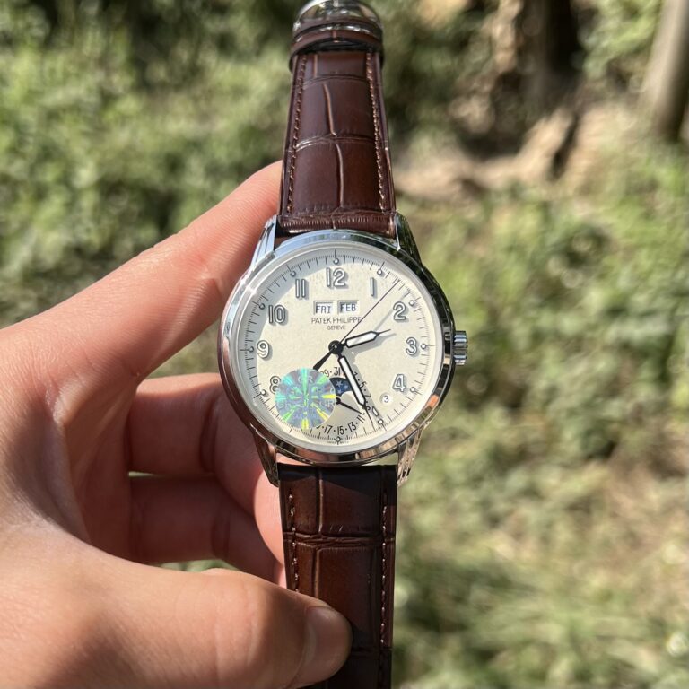 Patek Philippe Complications 5320G (Super Clone) 40mm SS Ivory Lacquered Dial on High Quality Leather Strap – Automatic Caliber with Perpetual Calendar