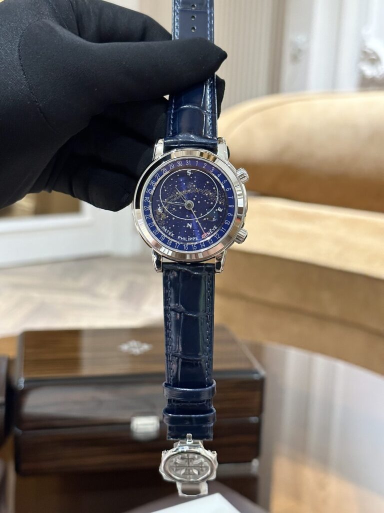 Patek Philippe Complications 6102 44mm SS (Super Clone 11) Blue Dial on Leather Strap – Automatic