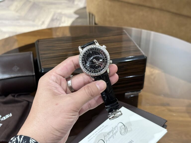 Patek Philippe Grand Complications 6104G (Super Clone) 44mm White Gold Black Dial on Black Alligator Leather Strap – Caliber 240 LU CL C