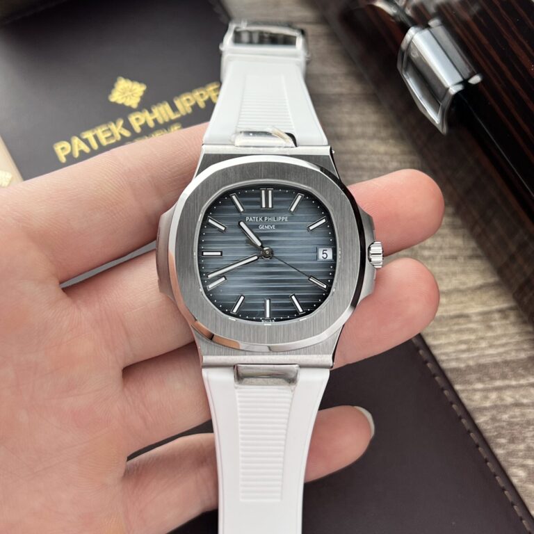 Patek Philippe Nautilus 5711 40mm SS (3K Best Super Clone) White Dial on White Rubber Strap – Super Clone Caliber Automatic