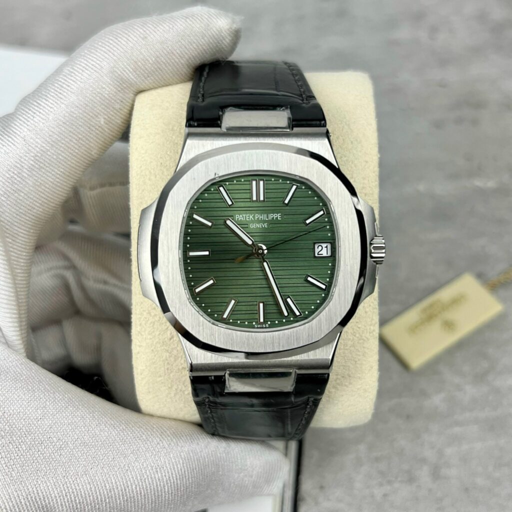 Patek Philippe Nautilus 5711 (Super Clone) 40mm SS Green Dial on Brown Leather Strap – Calibre 324 S C Automatic