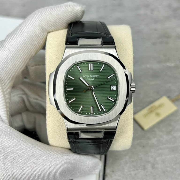 Patek Philippe Nautilus 5711 (Super Clone) 40mm SS Green Dial on Brown Leather Strap – Calibre 324 S C Automatic