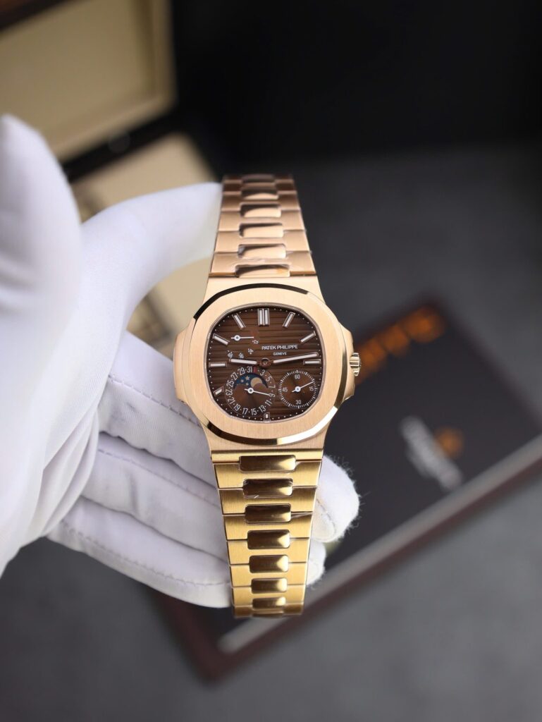 Patek Philippe Nautilus 5712R 40mm Rose Gold (PPF Super Clone) Brown Dial on Leather Strap – Automatic Self Wind