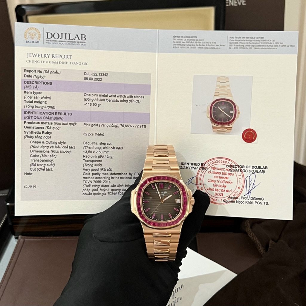 Patek Philippe Nautilus 5723 40mm Gold Wrapped (Super Clone) White Dial with Red Ruby Hour Markers – Swiss Automatic