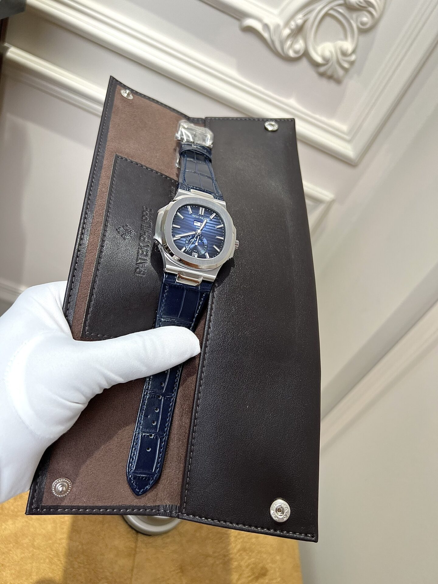 Patek Philippe Nautilus 5726G 40.5mm 316L Stainless Steel (PPF Super Clone) Blue Dial on Genuine Blue Leather Strap – PPF 324 S QA LU Automatic