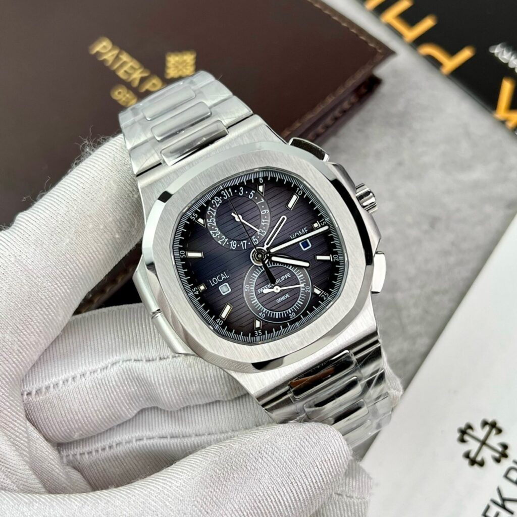 Patek Philippe Nautilus 5990 40.5mm SS (PPF Super Clone) Black and Silver Dial on Stainless Steel Jubilee Bracelet – Caliber 3255