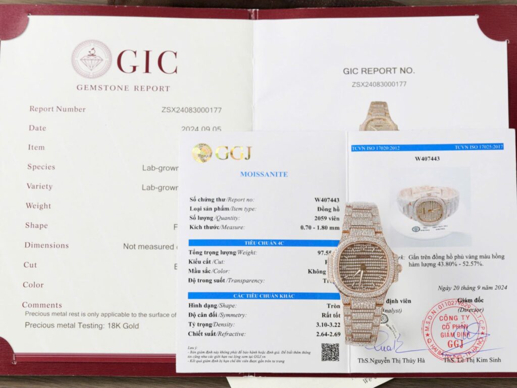 Patek Philippe Nautilus 7118 (Super Clone) 35.2mm Gold Wrapped Case with Moissanite Diamonds – Custom Dial