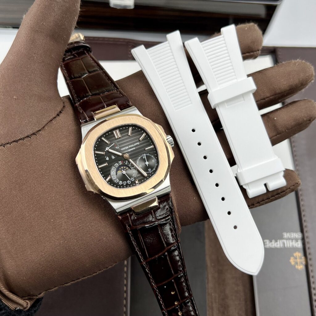 Patek Philippe Nautilus 5712 40mm Demi Rose Gold (GR Factory Super Clone) Grey Dial on Demi Rose Gold Bracelet – Automatic 21600 vph