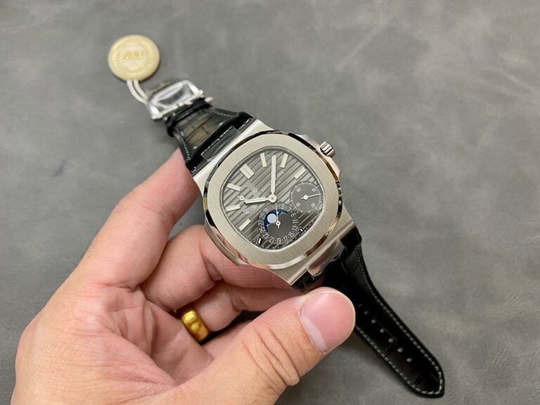 Patek Philippe Nautilus 5712 40mm SS (PPF Super Clone) Gray Dial on Leather Strap – Automatic Caliber 28,800 vph