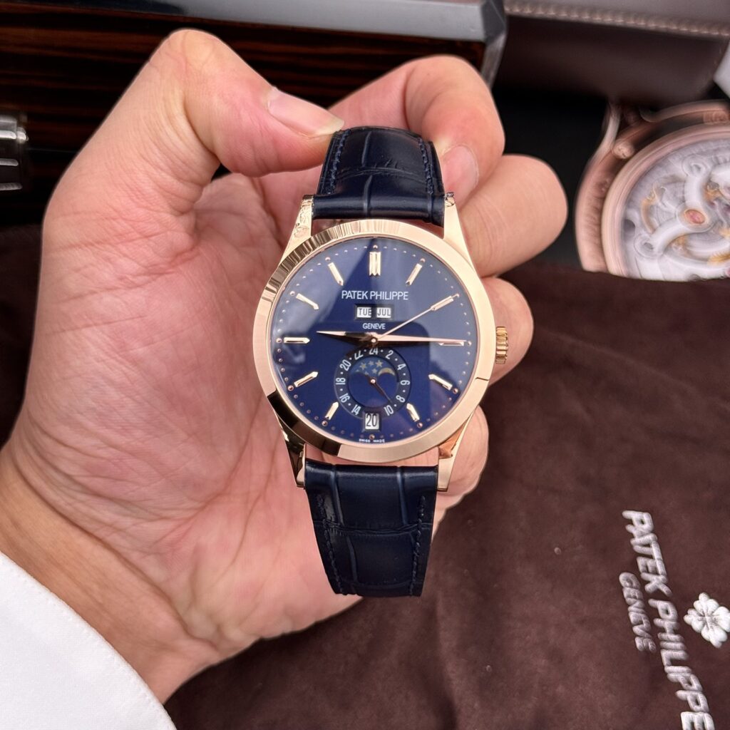 Patek Philippe Complications 5396R 38.5mm Rose Gold (GR Factory Super Clone) Blue Dial on Alligator Leather Strap – Automatic Mechanical