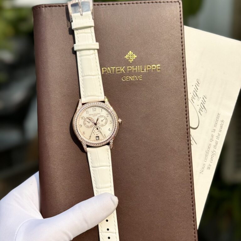 Patek Philippe Complications 4947R 38mm Rose Gold (Super Clone) Silver Dial on White Leather Strap – Calibre 324 S QA LU