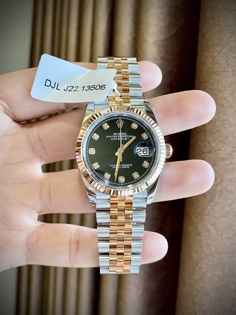 Rolex DateJust 36mm Gold Wrap (GM Factory Super Clone) Black Dial on Gold Wrapped Oyster Bracelet – Automatic Movement