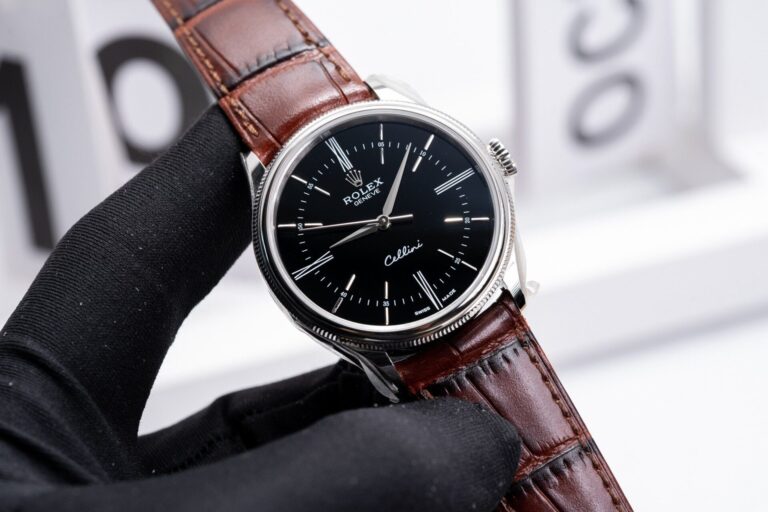 Rolex Cellini 50509 (MKS Super Clone 1:1) 39mm 18 ct White Gold Classic Dial on Leather Strap