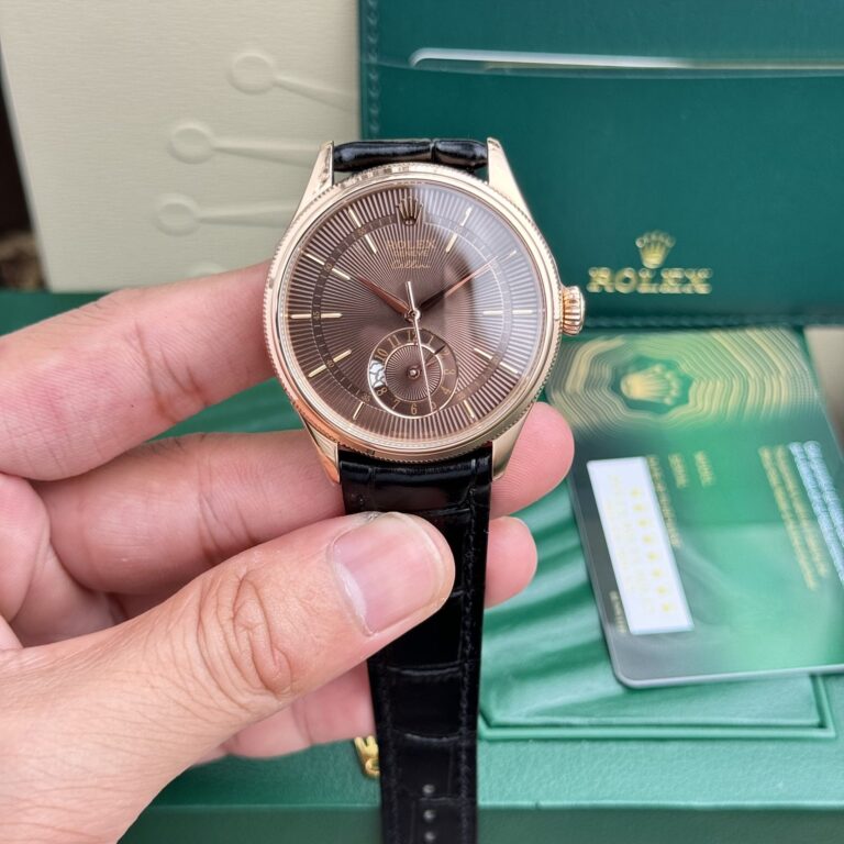 Rolex Cellini 50525 39mm 18 ct Gold (Super Clone) Chocolate Dial on Leather Strap – Automatic Movement