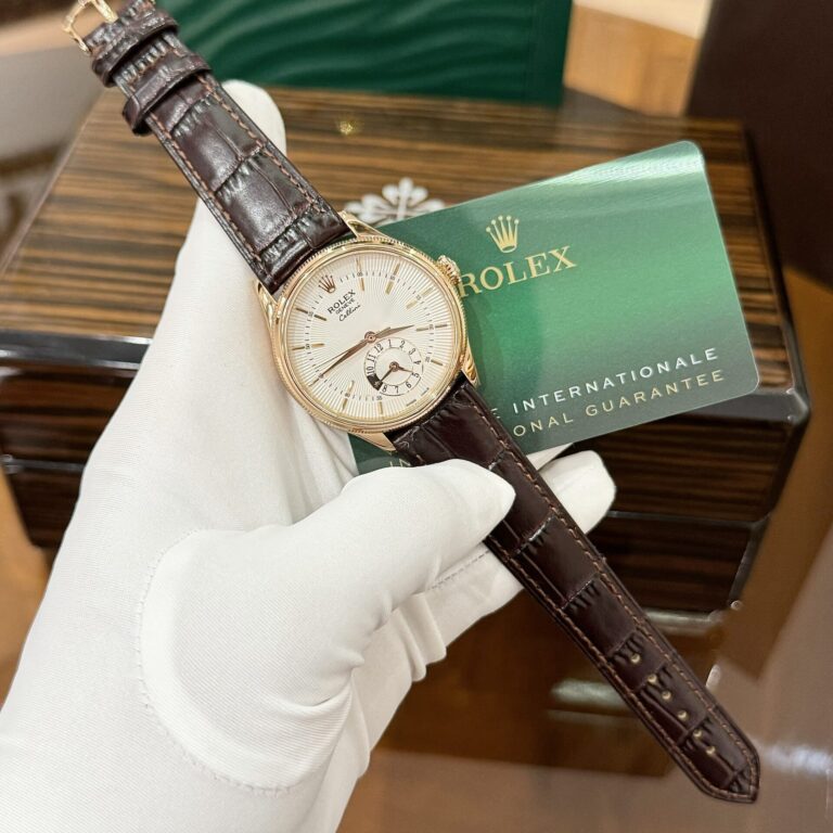 Rolex Cellini 50525 (Super Clone) 39mm 18 ct Rose Gold on Brown Leather Strap