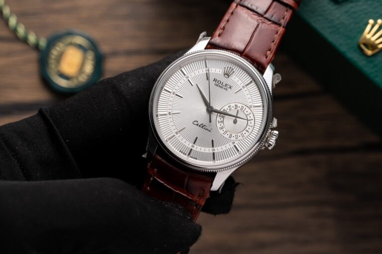 Rolex Cellini Date 50519 39mm 18 ct Gold (Super Clone 1:1) Classic Dial on Brown Leather Strap – Automatic Movement