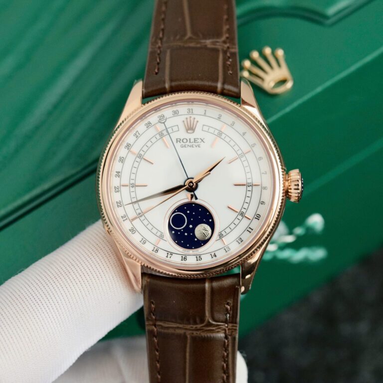 Rolex Cellini Moonphase 50535 (Super Clone) 39mm Leather Strap