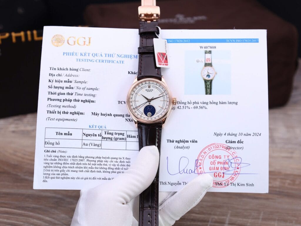 Rolex Cellini Moonphase 39mm Gold Wrapped (KZ Super Clone) Classic Dial on Leather Strap – Automatic Movement
