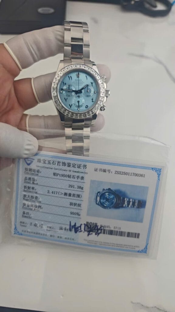 Rolex Cosmograph Daytona 116576TBR (Super Clone) 40mm Platinum PT950 with Diamond Bezel – Automatic Chronograph