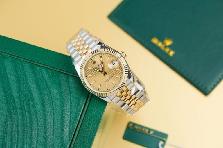 Rolex DateJust 126233 36mm Gold Wrapped (Super Clone) Yellow Champagne Fluted Dial on Gold Wrapped Oyster Bracelet – Clone Calibre 3235