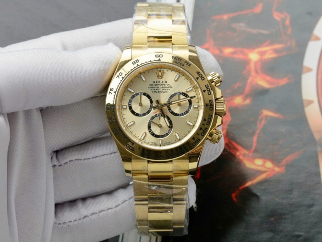 Rolex Daytona 126508 40mm 904L Steel (Super Clone) Yellow Dial on Oyster Strap – Calibre 4130 Automatic