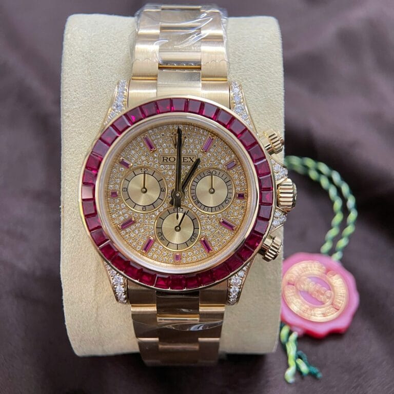 Rolex Cosmograph Daytona 126598TRU 40mm 18K Solid Gold (Super Clone) Ruby & Natural Diamonds – Automatic Chronograph