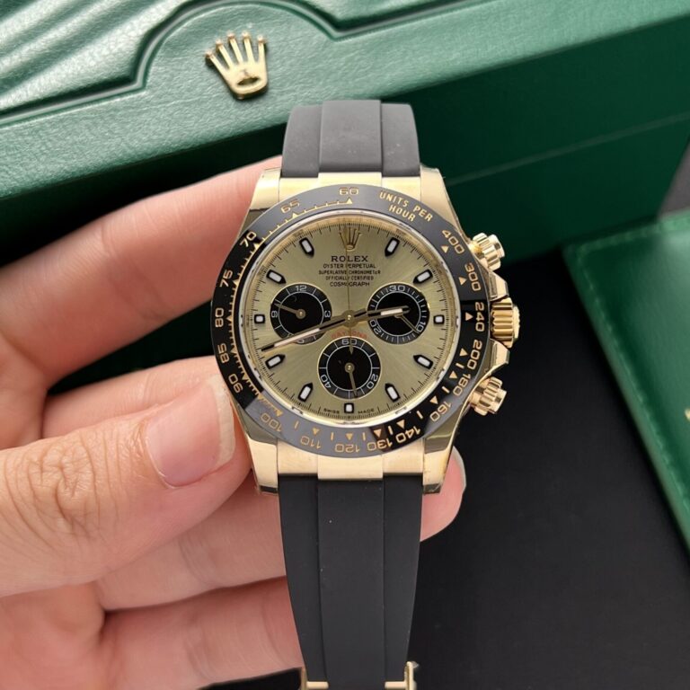 Rolex Cosmograph Daytona 116518LN 40mm Yellow Gold (BT Factory Super Clone) Yellow Dial on Oysterflex Rubber Strap – Super Clone Calibre 4130