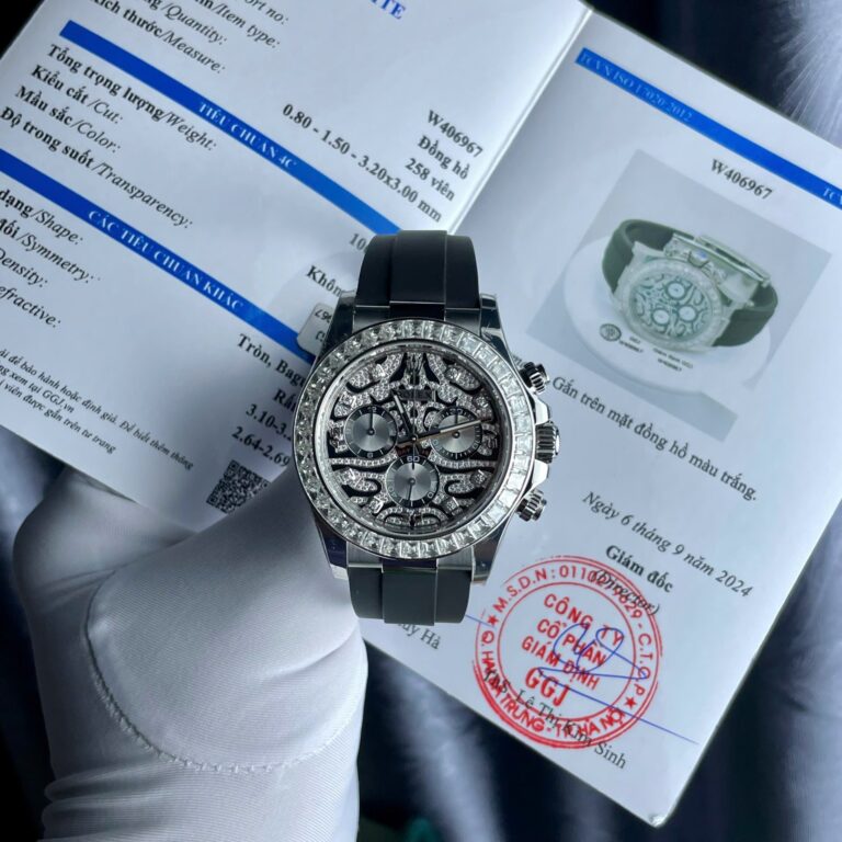 Rolex Cosmograph Daytona 40mm SS (Super Clone) Eye Of The Tiger with Custom Moissanite Baguette Diamonds – Calibre 4130 Automatic