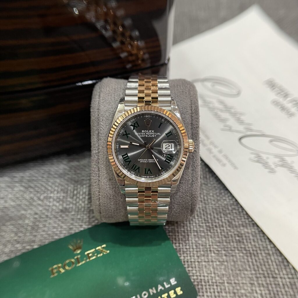Rolex DateJust 126231 36mm Rolesor (VS Factory Super Clone) Wimbledon Dial on Demi Strap – Automatic Movement