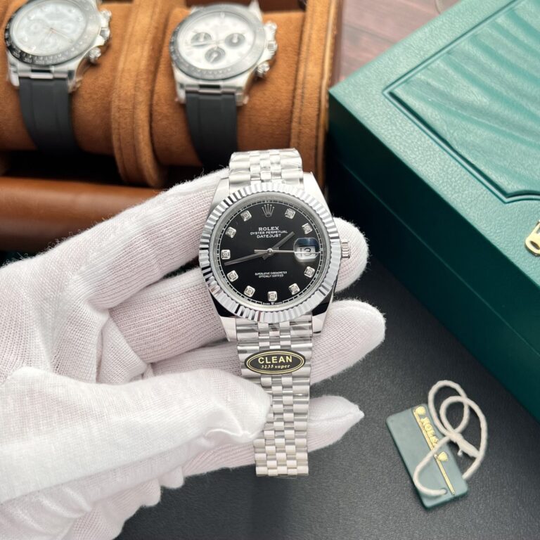 Rolex Datejust 126334 41mm Rolesor (Clean Factory Super Clone) Black Dial with Diamond Hour Markers – Automatic Movement