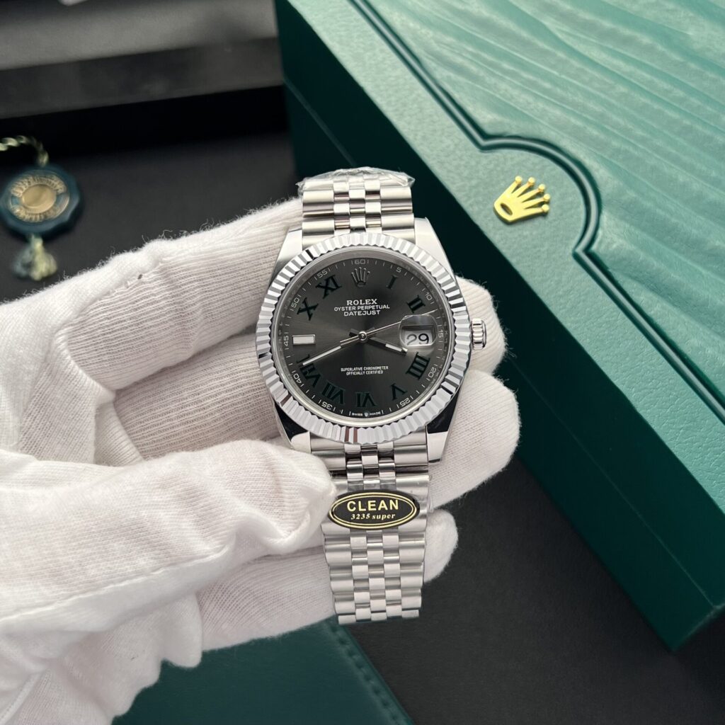 Rolex Datejust 126334 41mm Rolesor (Clean Factory Super Clone) Wimbledon Dial on Jubilee Strap – Automatic Movement